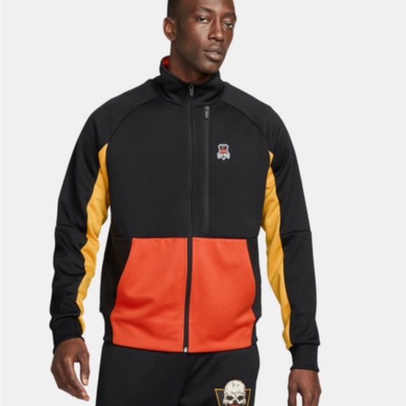 NIKE Mens Basketball Frenzy Skull Full Zip Track Jacket Black Orange Yellow XL - Picture 6 of 8